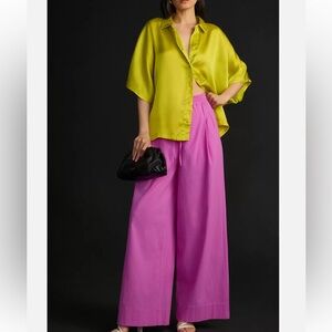 NWT Anthropologie-Essentiel Antwerp Ditrine Wide-Leg Seersucker Pants